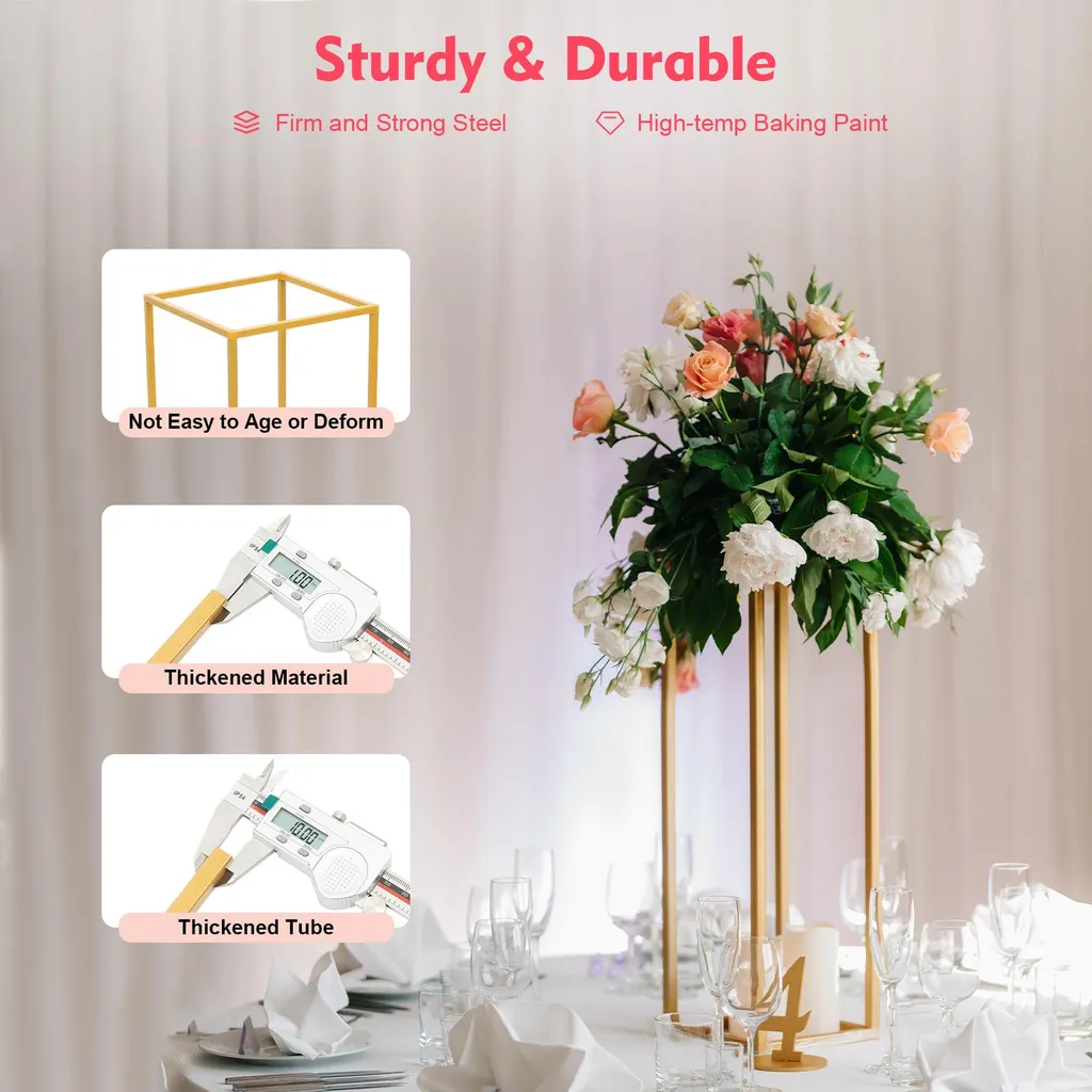 Support à fleurs en métal doré résistant au design polyvalent format L