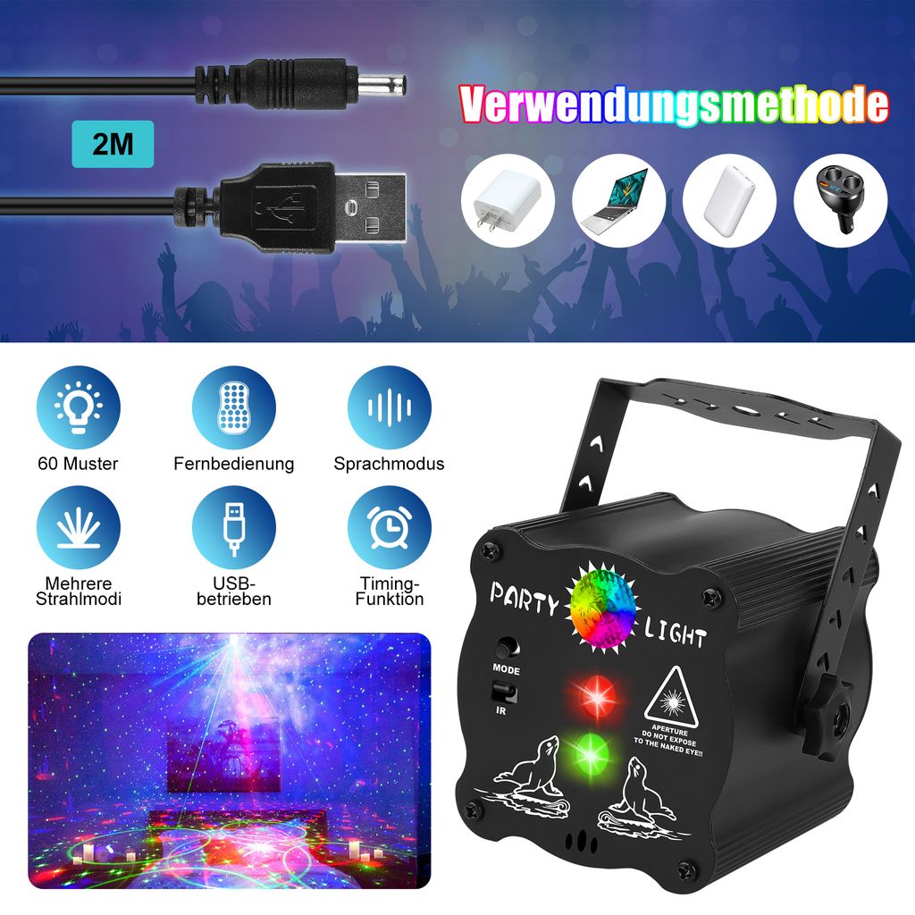 DJ disco pódiové párty svetlá - RGB LED stroboskopické Obrázok produktu 6