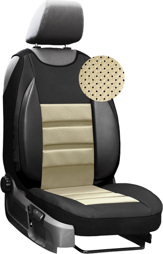moto-MOLTICO Autositzbezüge - Autositzschoner Universalgröße - Sitzauflage Auto - Ökologisches Leder - Beige