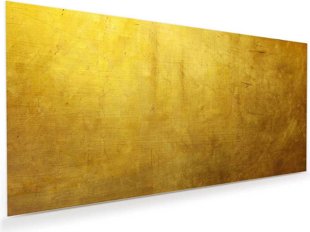 Glasbild Wandbild Goldene Tapete 110x55cm in XXL für Wohnzimmer, Schlafzimmer, Badezimmer, Flur