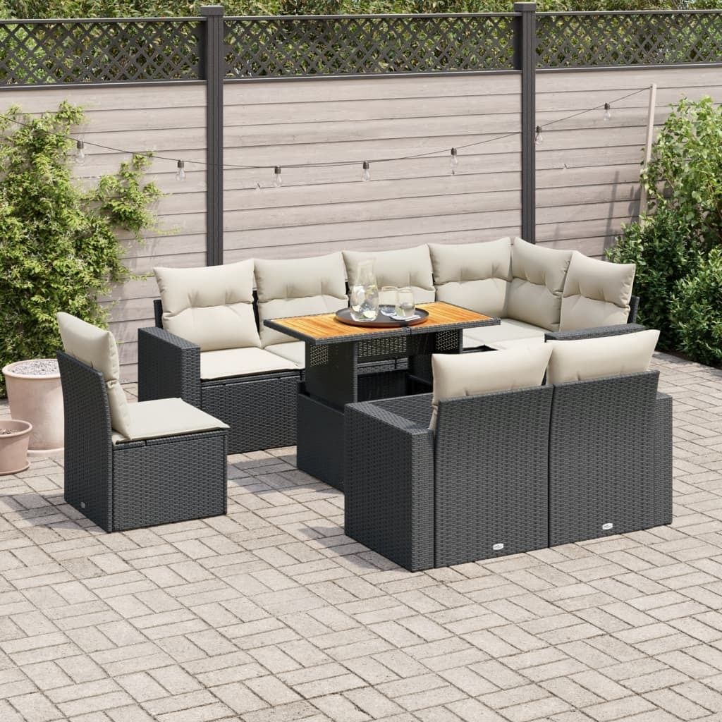 Eleganten-Stil 9-tlg. Garten-Lounge-Set mit Kissen Produktbild 