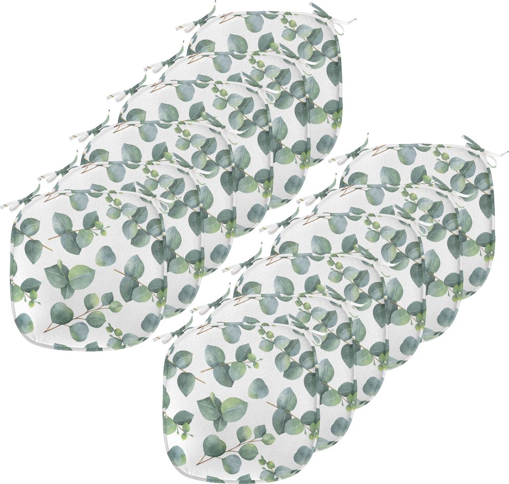 ABAKUHAUS Blatt Polster für Esszimmerstühle, Aquarell Eucalyptus Kunst, Dekoratives wasserfestes Kissen mit Riemen für Küchensitze, 40 cm x 40 ...