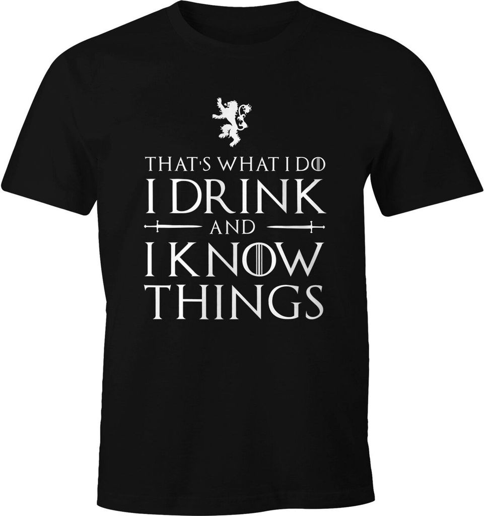 Herren T-Shirt Tasse Trinkspruch I drink and I know things Fun-Shirt Moonworks schwarz 5XL