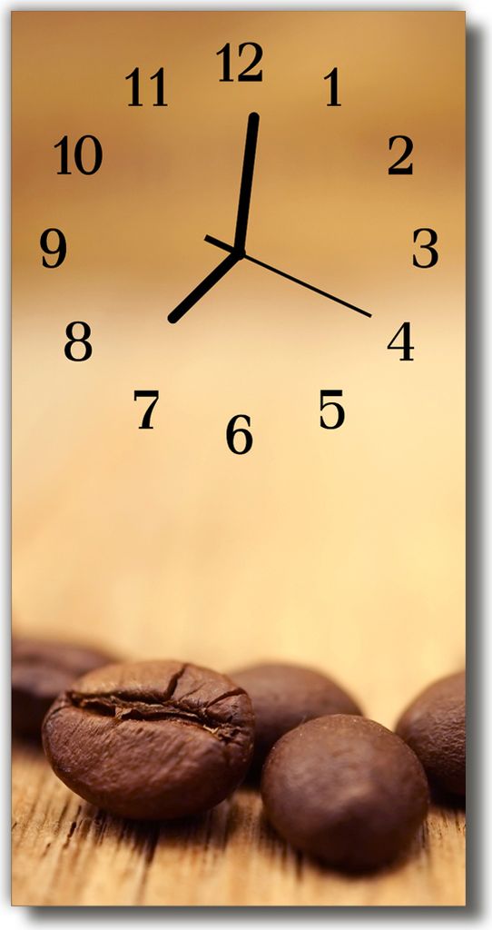 Tulup Glasuhr Wanduhr Küchenuhr Echt-Glas 30x60 Bohne Braun