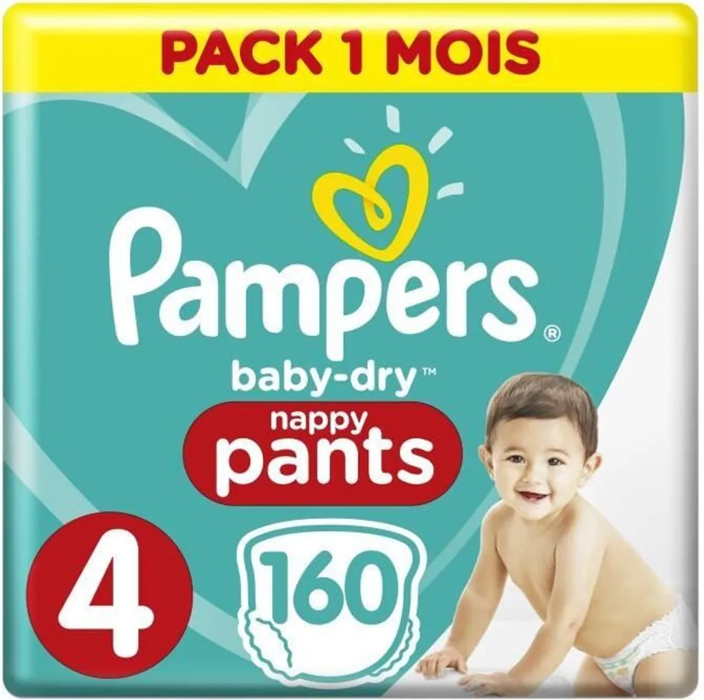 Pampers Baby-Dry Pants avec Pochette de Protection, Taille 4 (9-15kg) x160