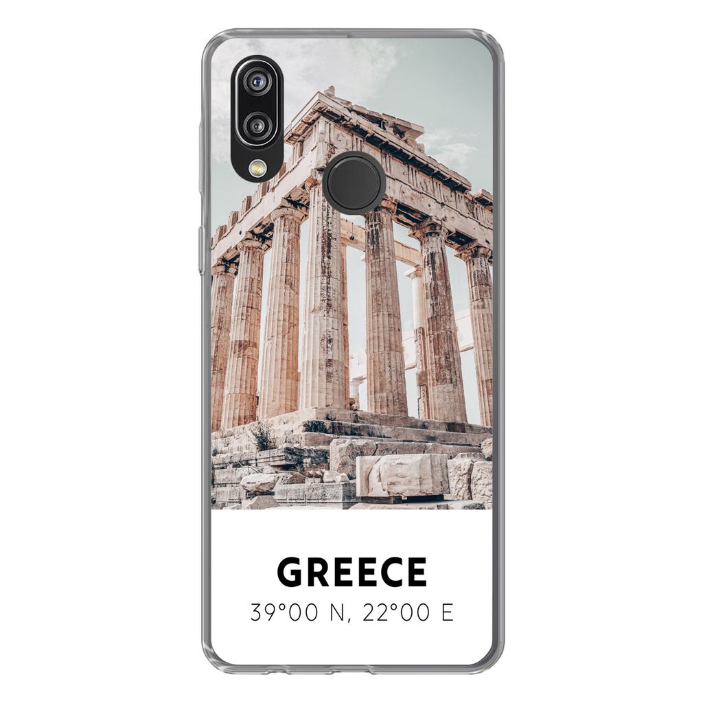 MuchoWow Handyhülle Schutzhülle Hülle für Huawei P20 Lite (2020) Griechenland - Tempel - Athen Silikon Softcase Handy Hülle - Kartenhalter