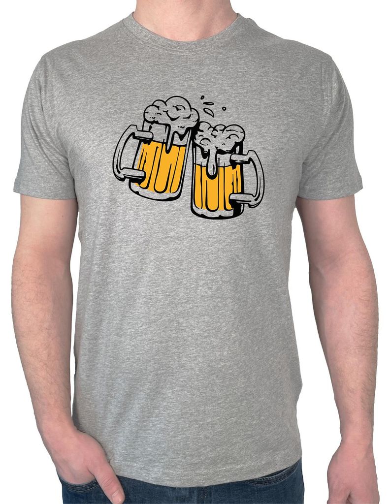 Huuraa Herren T-Shirt Bierkrüge anstoßen Schützenfest XXL Sport Grey Bio Baumwolle Fairtrade Herrenshirt Geschenkidee