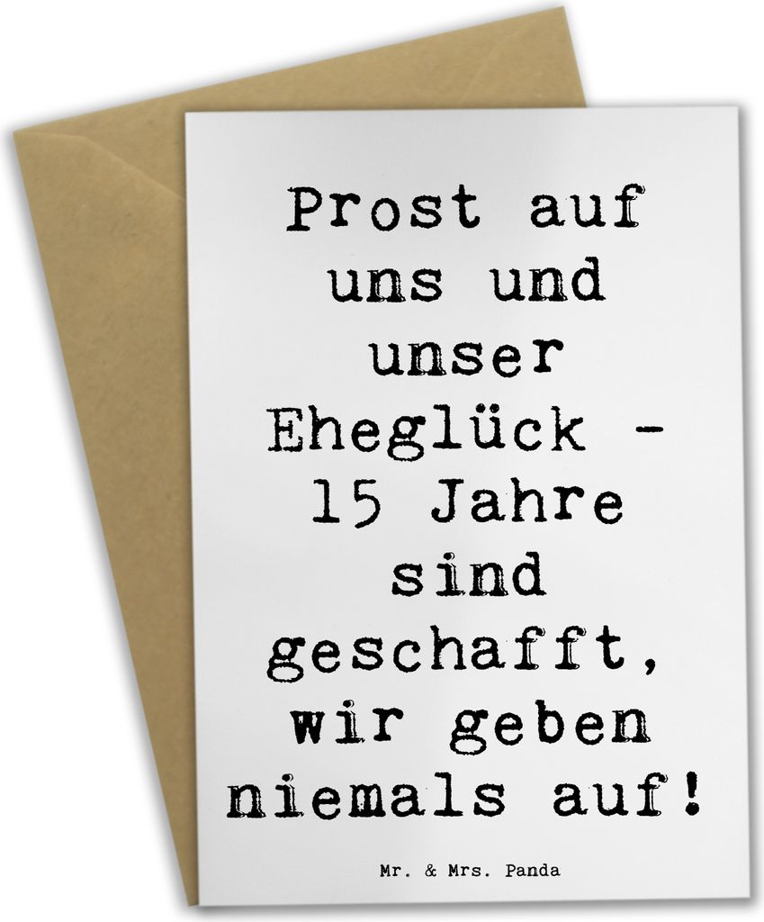 Mr. & Mrs. Panda Beileidskarte Spruch 15. Hochzeitstag Gläserne Hochzeit - Weiß - Geschenk, Vertrauen, Grußkarten, Heirat, hochzeitskarten, wir ...