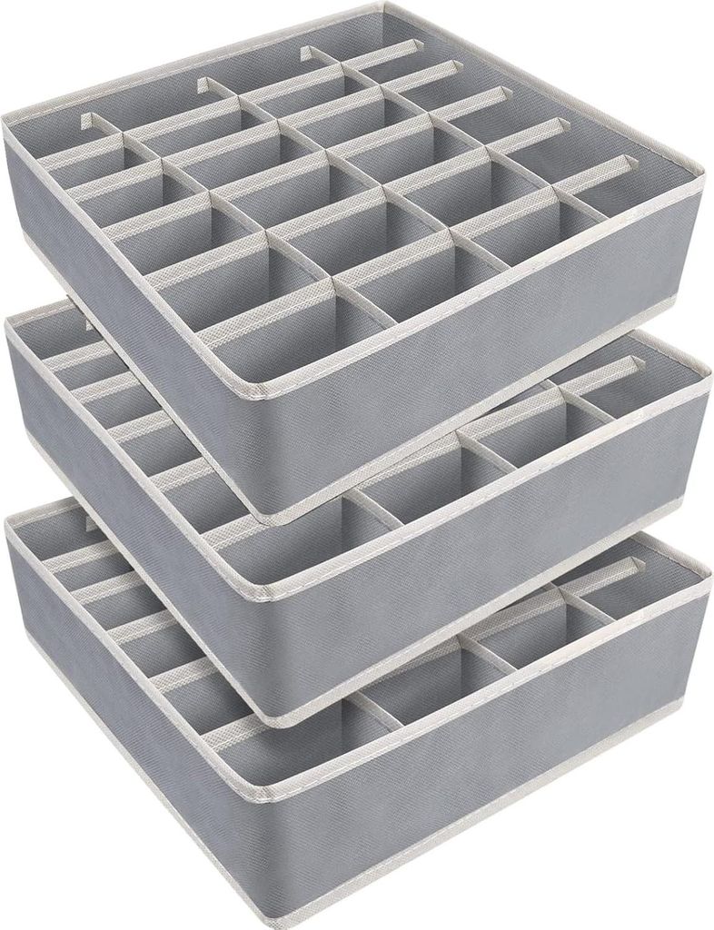 Unterwäsche-Organizer für Schubladen - Set von 3, grau