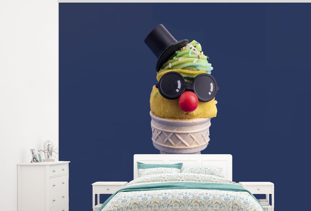 MuchoWow Fototapete für Wohnzimmer oder Schlafzimmer Wandtapete Vinyl Motivtapete Lustige Eiscreme - 275x220 cm - Gemustert
