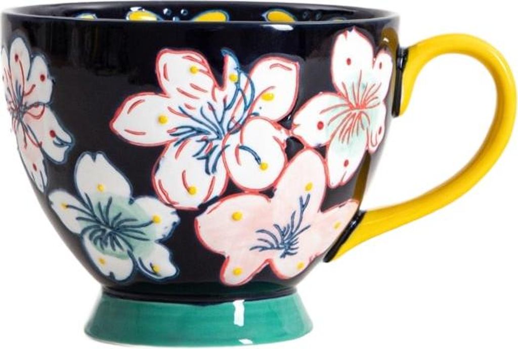 HOMLA SALVA handbemalter Becher marineblau 0,4 l