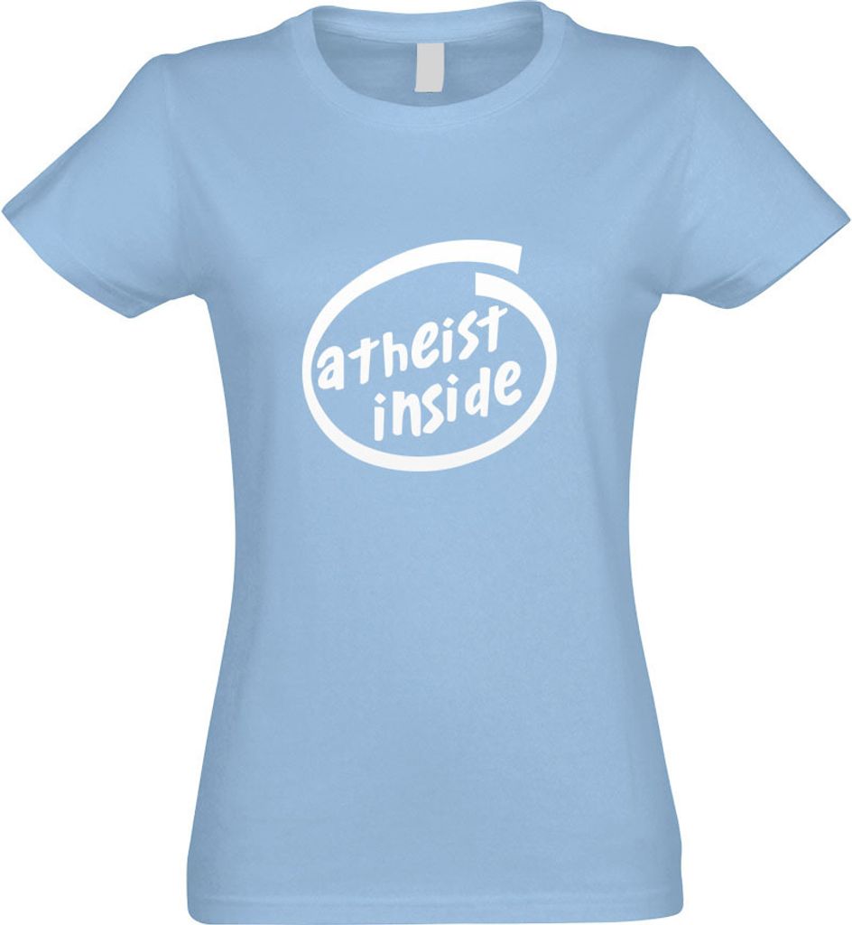 Kiwistar - T-Shirt tailliert - Damen - himmelblau - Atheist Inside - mit Motiv Bedruckt - Funshirt Design - Sport - Freizeit - Damen - S