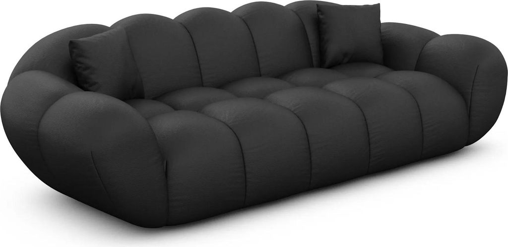 Kunstleder 3-Sitzer Couch Liva Schwarz