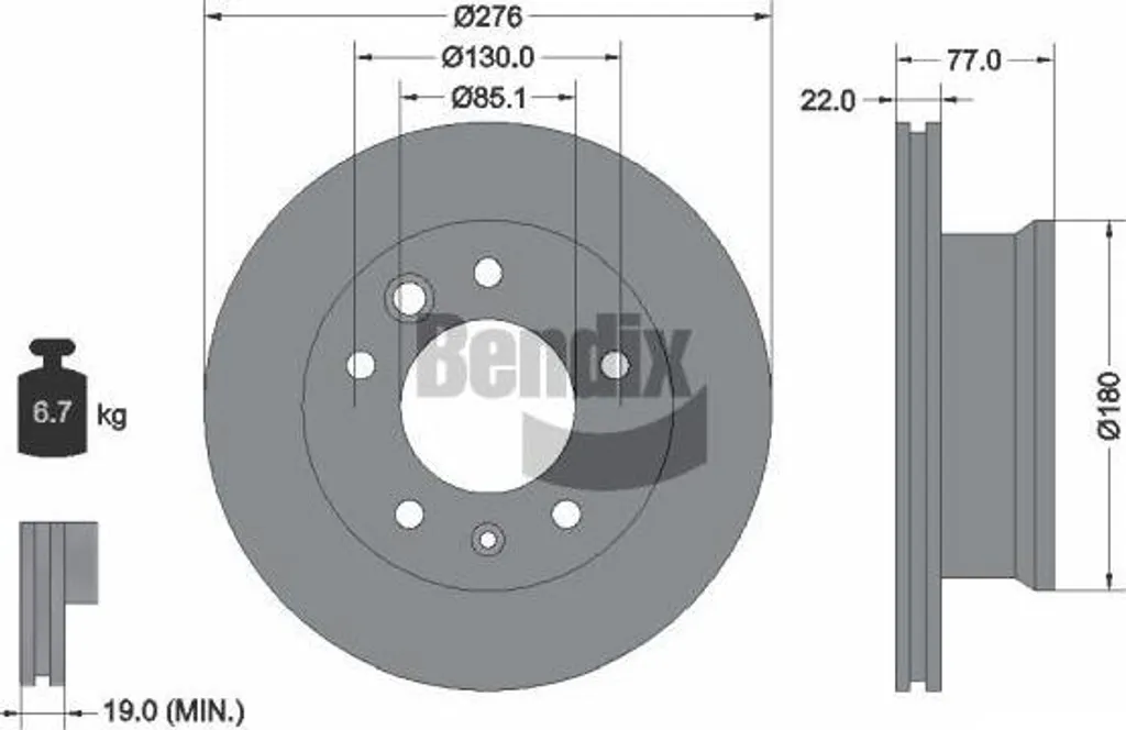 Disque de frein utilitaire pour Mercedes Sprinter et Vario BDS1057