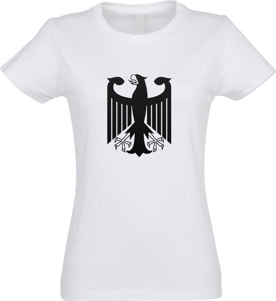 Kiwistar - T-Shirt tailliert - Damen - Weiss - Bundeswappen Deutschland o. Rahmen - mit Motiv Bedruckt - Funshirt Design - Sport - Freizeit - Damen...