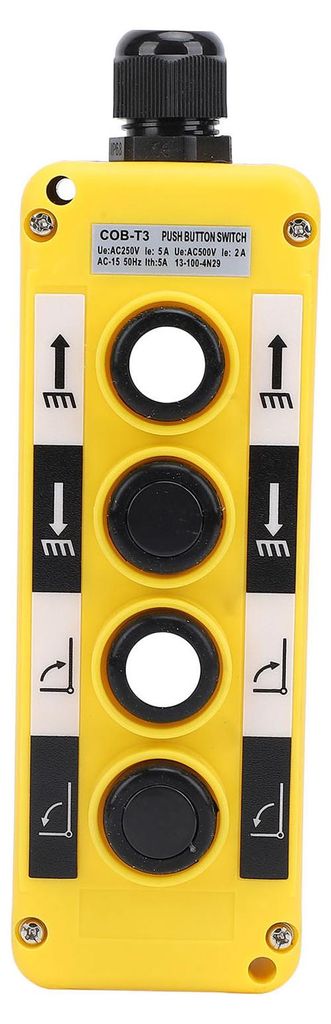 Elektrischer Hebekran-Drucktastenschalter, 4 Tasten, IP68, regensicher, Industrie-Controller, AC250 V, 5 A, 500 V, 2 A