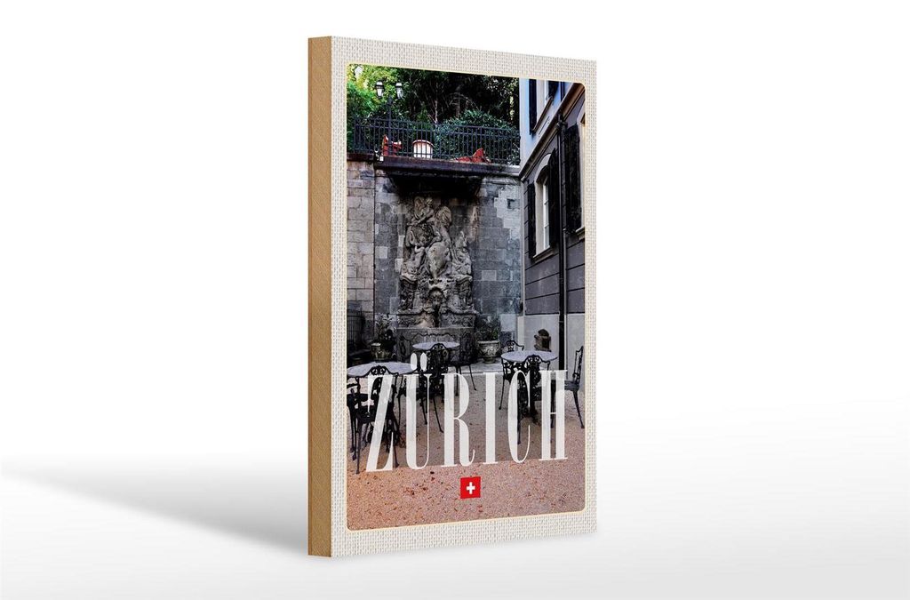 Holzschild Reise 20x30cm Zürich Schweiz Skulptur Architektur