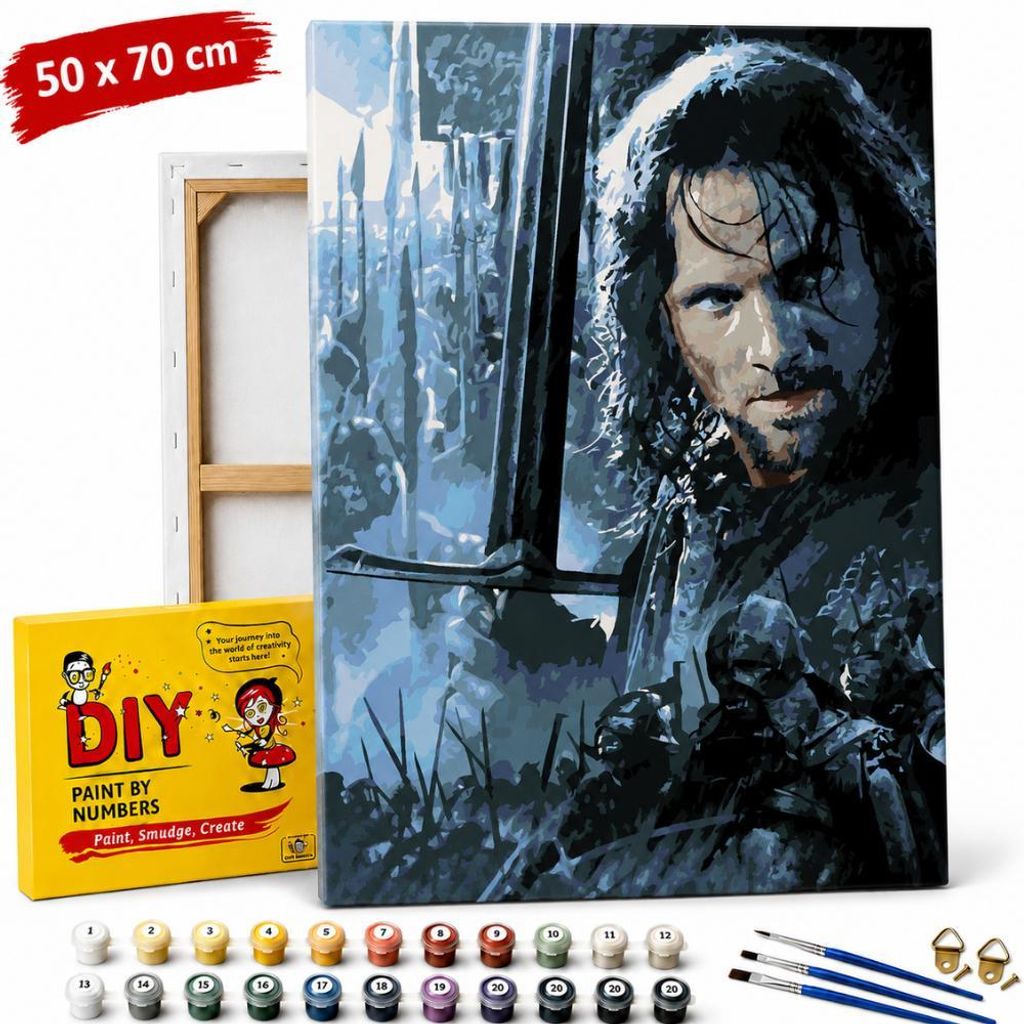 Malvorlage nach Zahlen mit Rahmen: Aragorn – Der Herr der Produktbild 