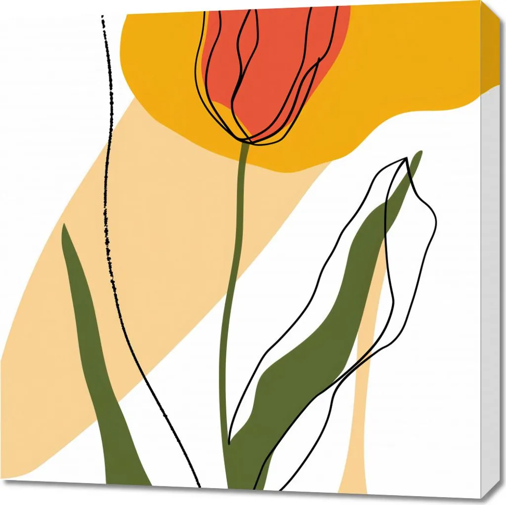 Decorazione Parete Quadro 70x70 Tulipano Ridisegnato - Alta Qualità