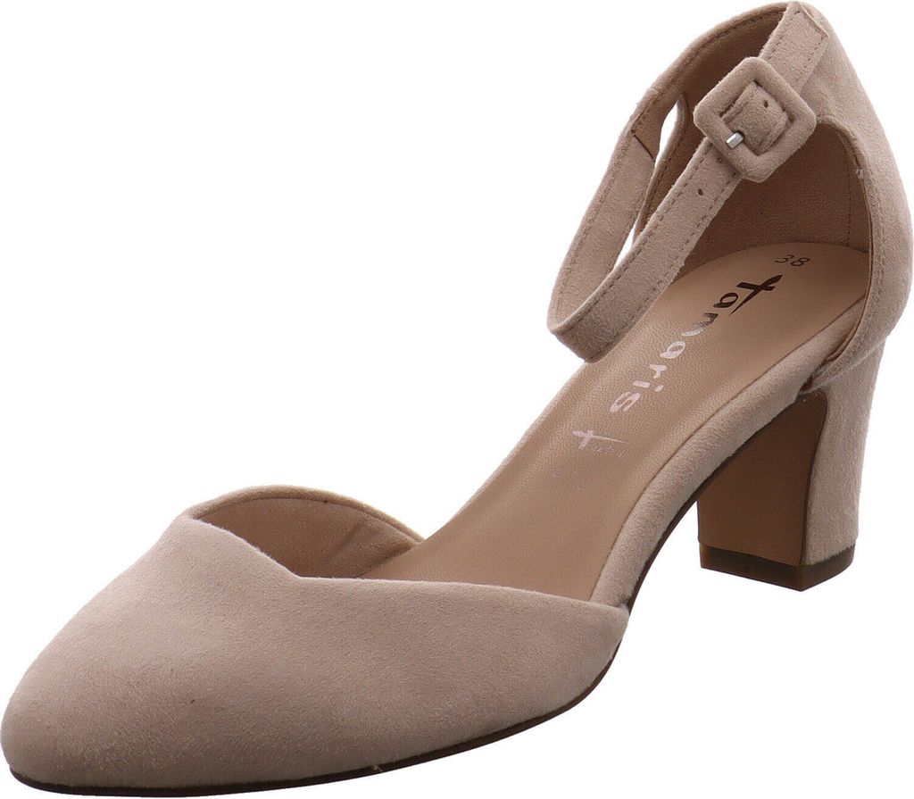 Tamaris Damen Pumps Fesselriemen Blockabsatz samtige Haptik Produktbild 15