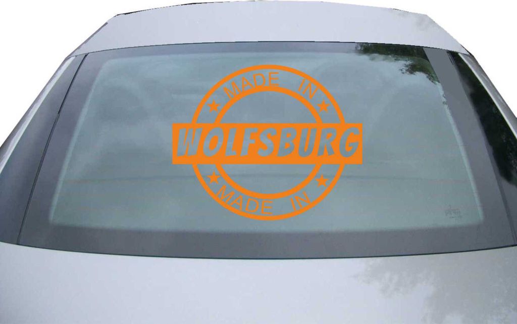 Indigos UG - Aufkleber Heckscheibe & Motorklappe DE6995 - orange - 600x490 mm - Wolfsburg - Auto Scheiben Fenster Heckklappe Tuning Racing JDM - Di...