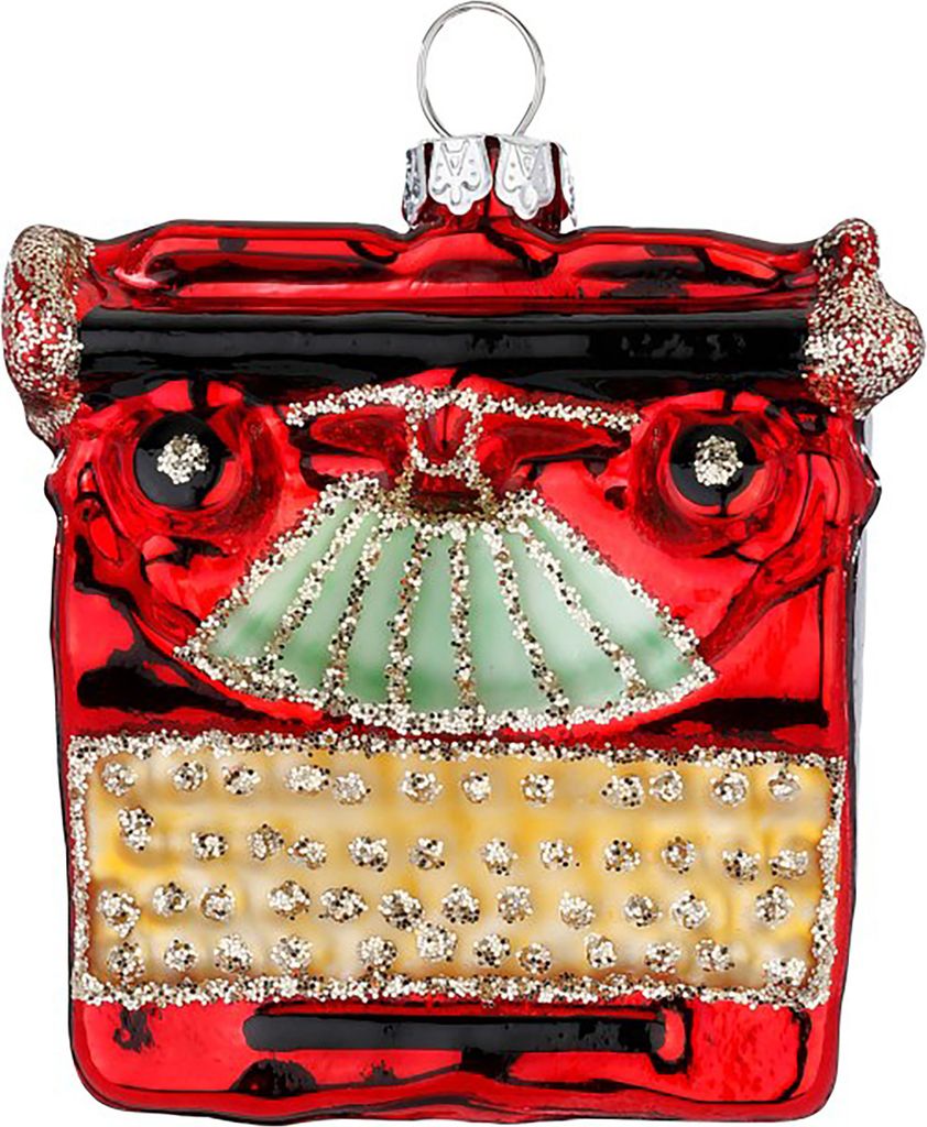 Christbaumschmuck Schreibmaschine Figur 6cm Glas Rot