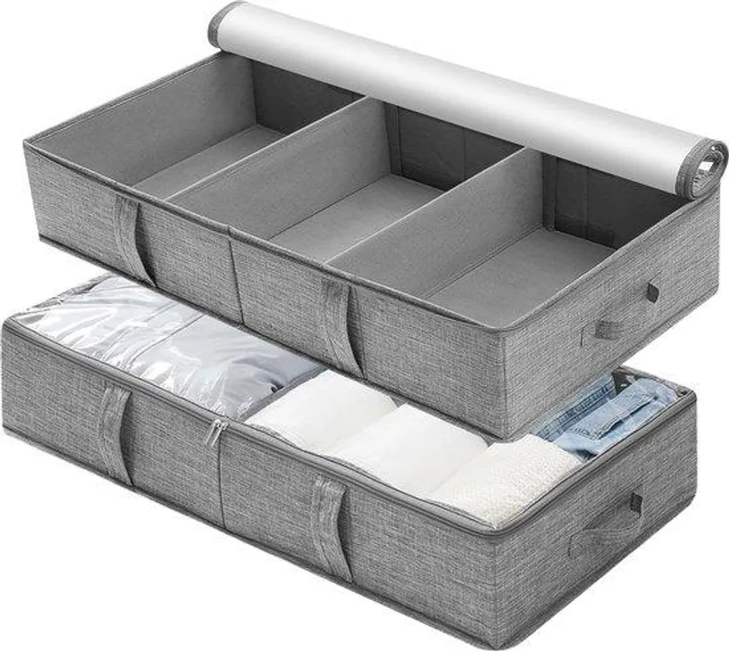 Boîte de rangement pour ranger couettes et vêtements sous le lit 50L