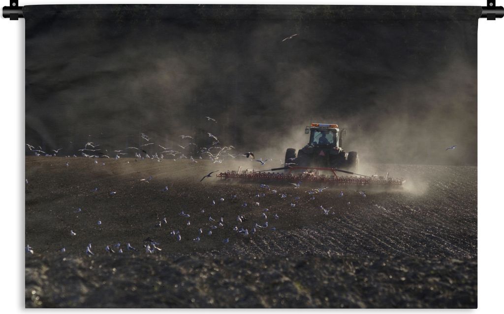MuchoWow Wandteppich Wandbehang Traktor - Vögel - Landwirt 120x80 cm Tapisserie Dekoration Wandtuch - Wanddekorationen - Wandtücher