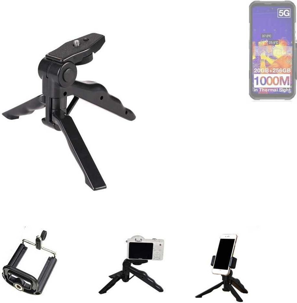 K-S-Trade Stativ Tisch-Ständer Dreibein Handy-Stativ Ständer kompatibel mit Doogee V20 Pro Ultra Mini-Stativ Smartphone Tripod Handy-Stativ aus