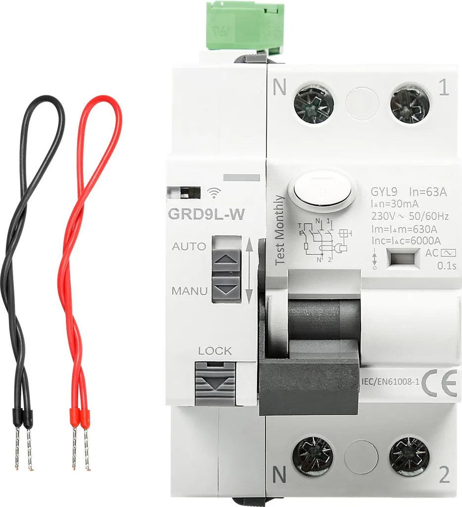 Disjoncteur Différentiel WiFi 63A 30mA 2 Pôles avec Contrôle Mobile