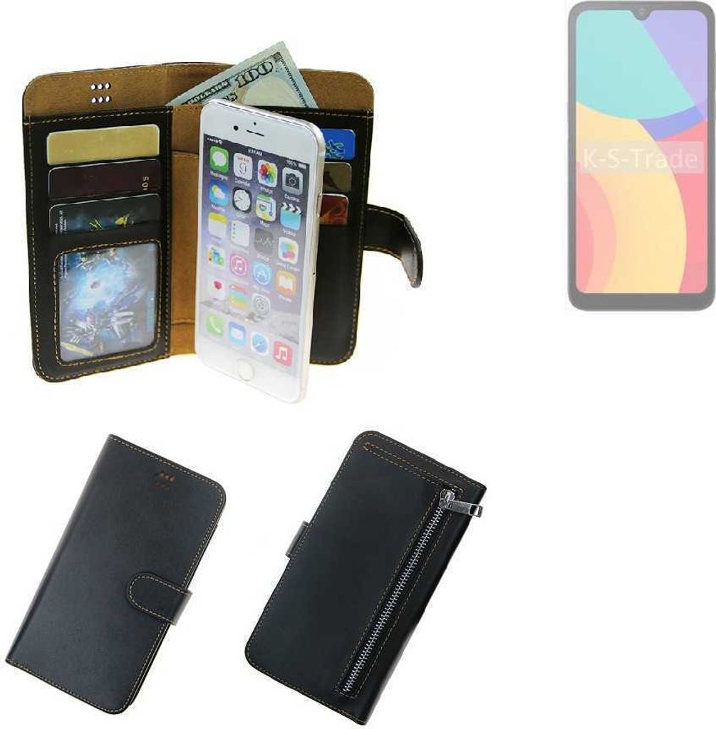 K-S-Trade Schutz Hülle kompatibel mit Alcatel L1 (2021) Klapphülle Case Phone cover Slim Handytasche Handy Hülle schwarz aus Kunstleder (1 Stk)