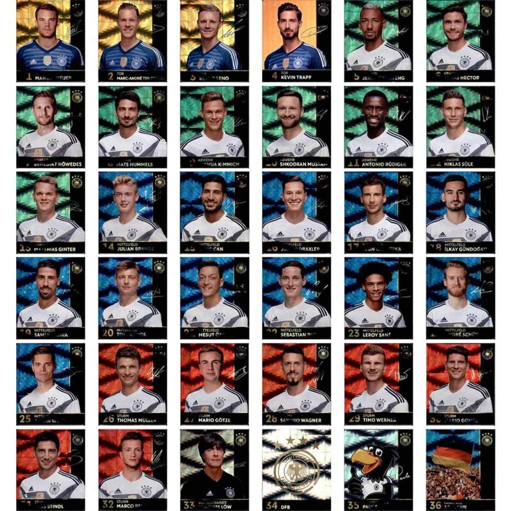 Cartes REWE WM 2018 set complet Glitzer pour collectionneurs de foot