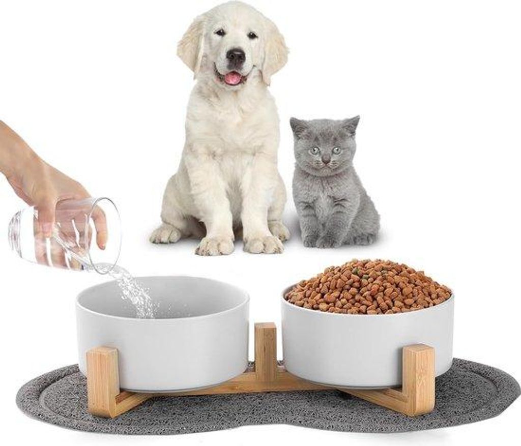 Keramische Doppel-Futterschale für Hunde und Katzen