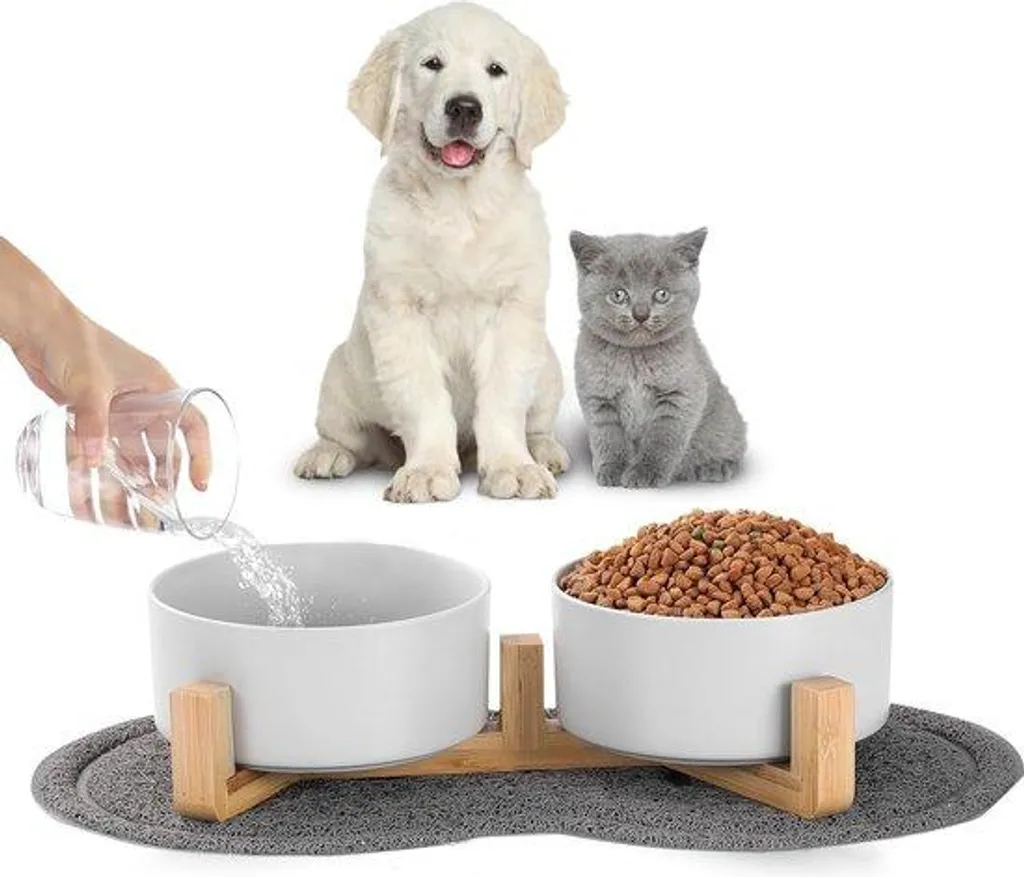 Gamelle double en céramique lavable et antidérapante pour chien et chat