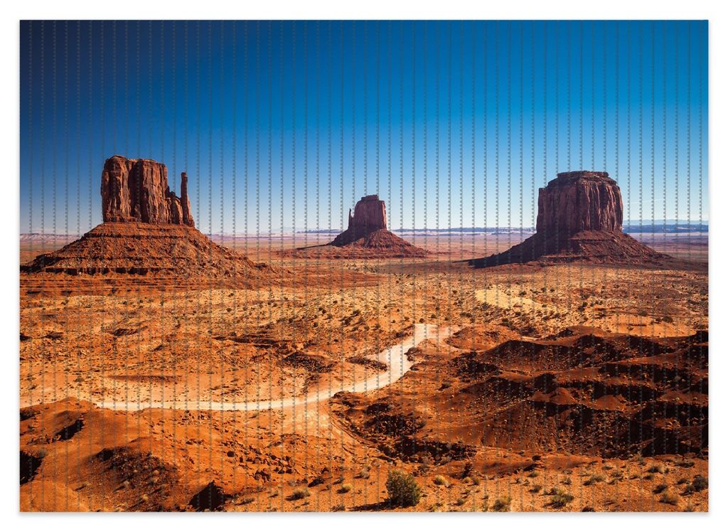 Wallario Duschmatte Antirutschmatte Badmatte Fußmatte Monument Valley unter blauem Himmel, Größe ca. 70 x 50 cm