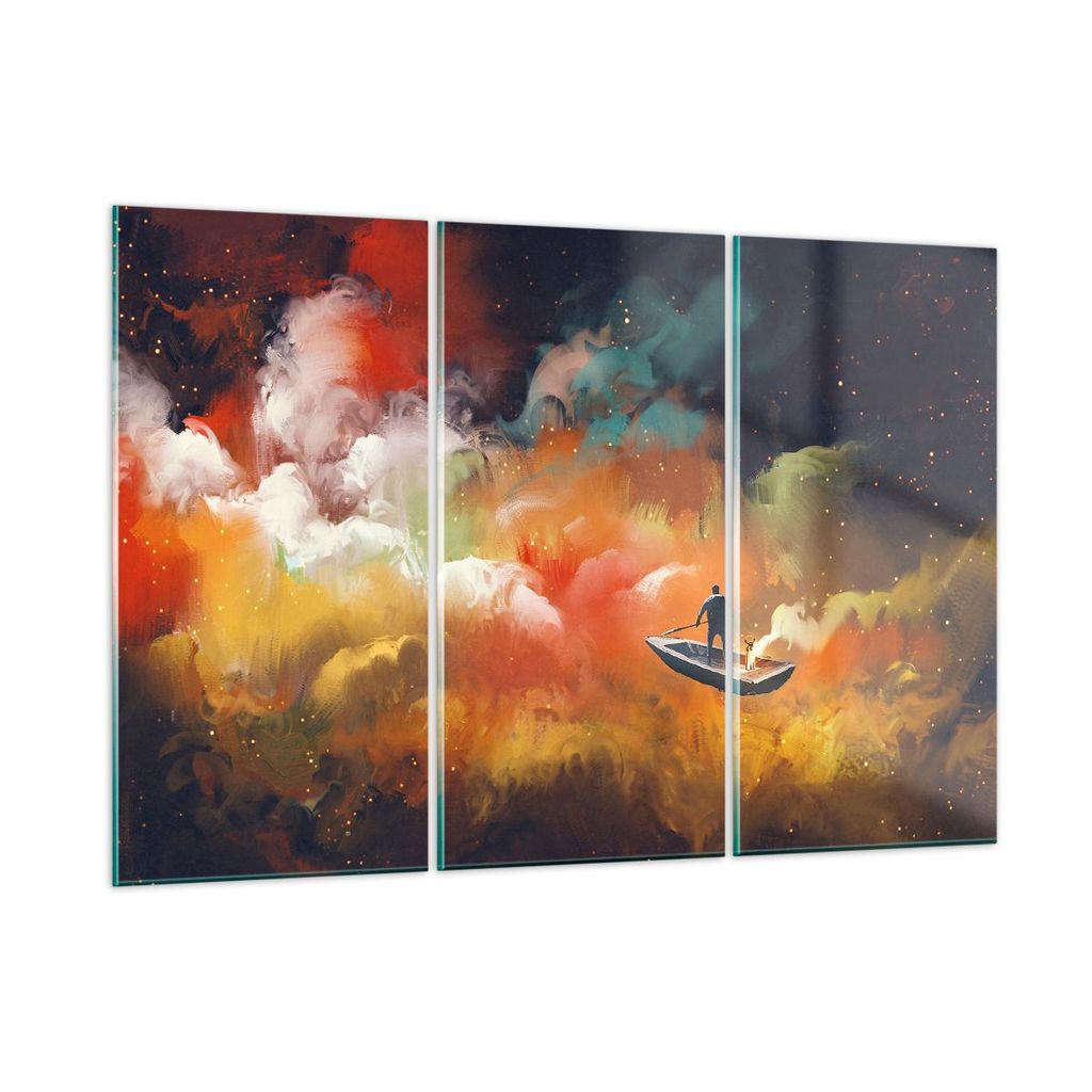 Bilder auf glas - Abstraktion Boot - 165x110cm - Glasbilder - Wandbilder - Kunstdruck - zum Aufhängen bereit - Wanddekoration aus Glas - Glas Bild...