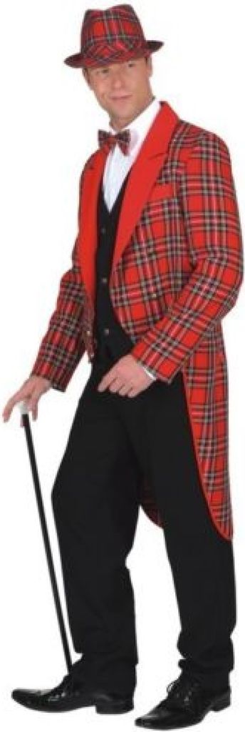 O7444-60 Herren Karo-Frack rot-kariert Schottenfrack Gr.60