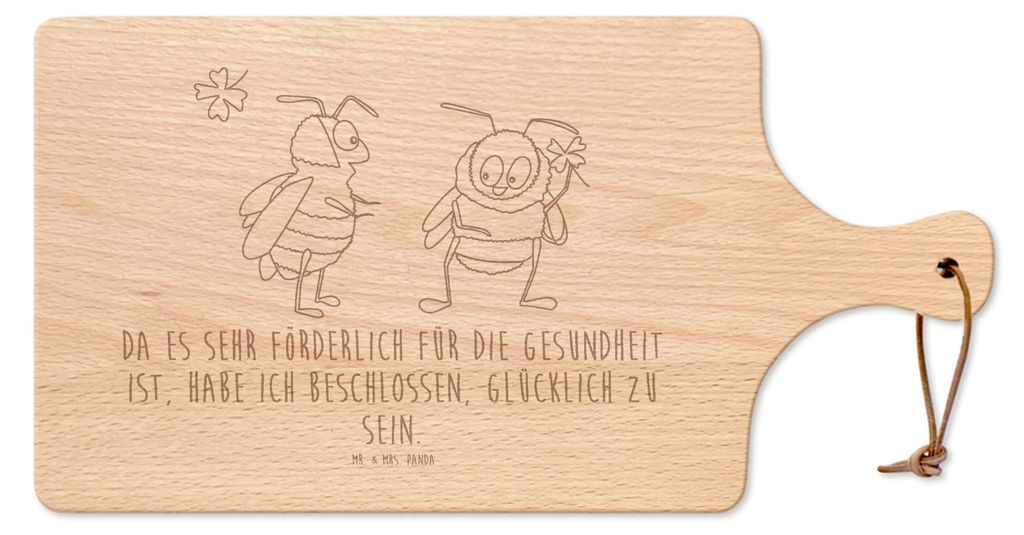 Mr. & Mrs. Panda Hackbrett Hummeln Kleeblatt - Transparent - Geschenk, Holzbrett, Spruch Positiv, Biene, schneidunterlage, Hummel, Fröhlich, Schne...