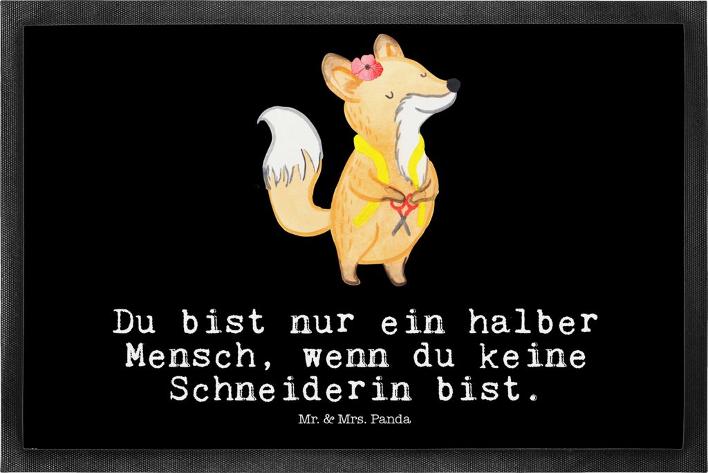 Mr. & Mrs. Panda fußmatte Schneiderin Herz 50 x 75 cm - Schwarz - Geschenk, Abtreter, Schmutzmatte, Schmutzfangmatte, Schuhabstreifer, Schmutzfänger