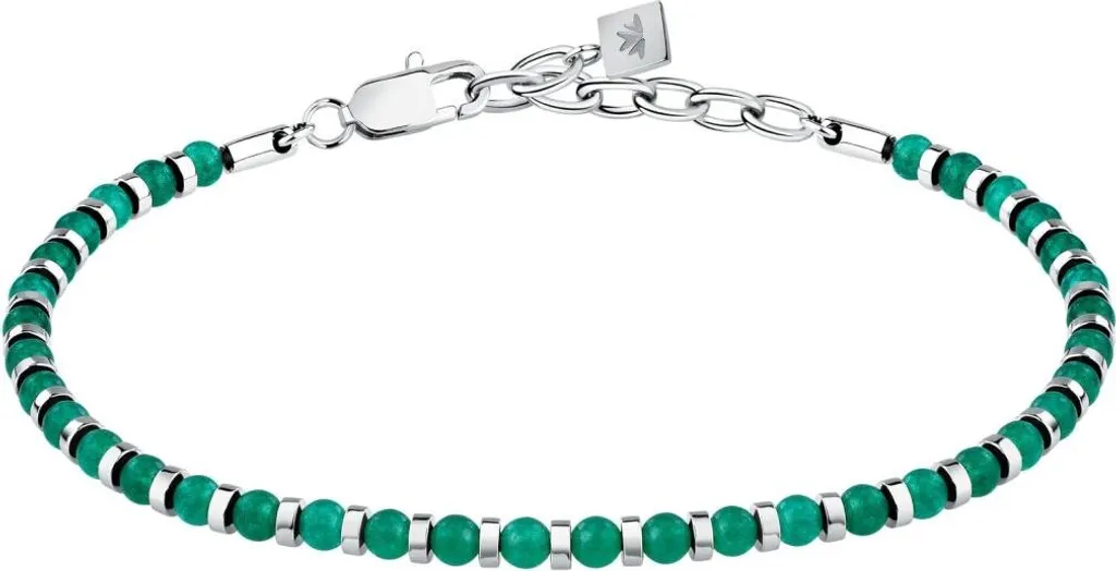 Bracciale Morellato Pietre S1735 Uomo in Acciaio e Agata Verde