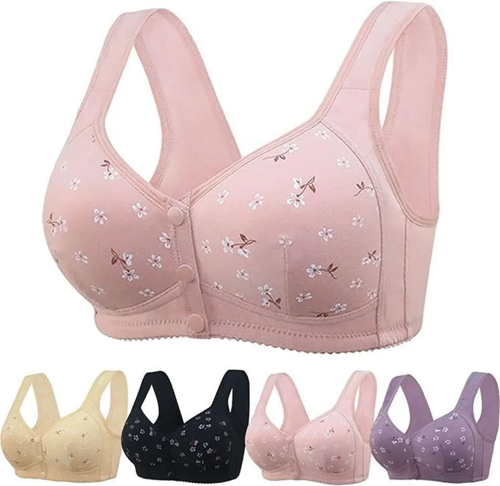 ASKSA Damen BHs Ohne Buegel Gepolstert Yoga Sports Bustie Klassische Komfort Strech Push Up Senioren BH (Rosa,M)