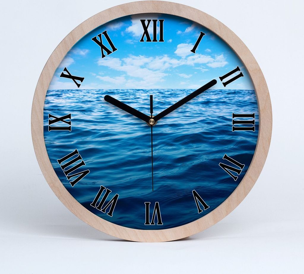 Holzuhr 25fi cm wanduhr - schwarze Spitzen - Meerwasser