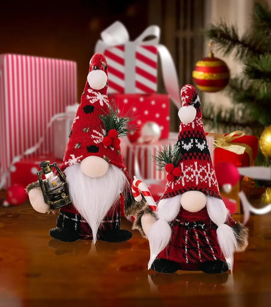 Décoration Noël Gnome pour Table et Sapin - Poupée Festive Miniature