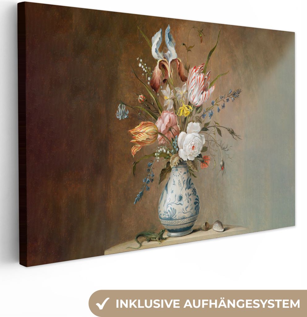 MuchoWow - Leinwandbilder - Alte Meister - Blumen - Balthasar van der Ast, Wandbild, Wanddeko Bilder Wohnzimmer, 60x40 cm