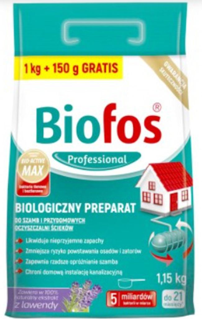 Biofos Professionelles biologisches Präparat für Klärgruben und häusliche Kläranlagen Karton 1 kg + 150g