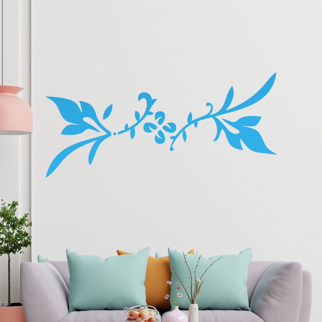 Blätter - Linien Wandtattoo in 6 Größen - Wandaufkleber Wall Sticker - Dekoration, Küche, Wohnzimmer, Schlafzimmer, Badezimmer