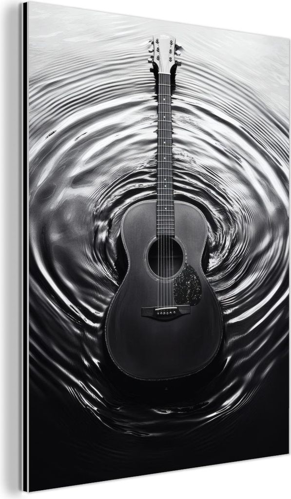 MuchoWow Wanddekoration Metall Metallbild Wandkunst 30x40 cm Gitarre - Holz - Wasser MuchoWow Aluminium Gemälde - Bilder