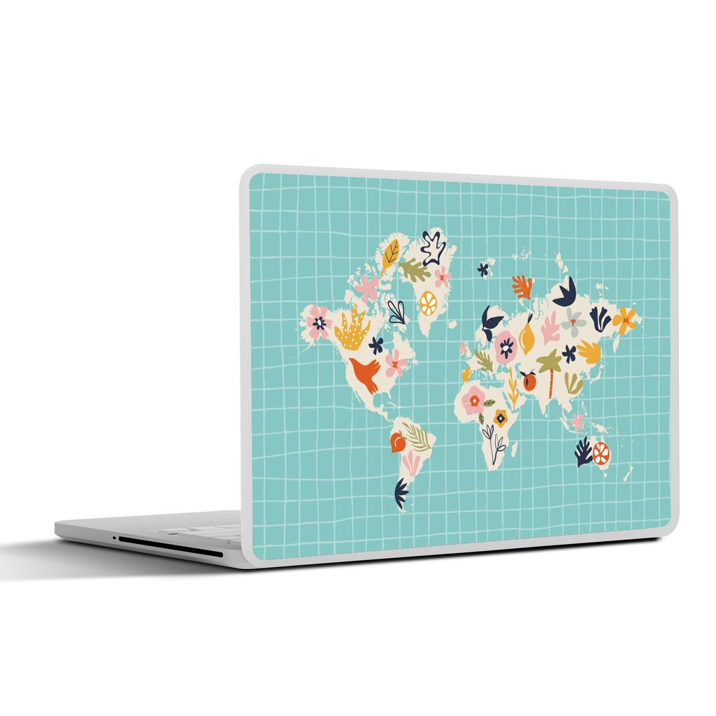 MuchoWow Laptop Aufkleber Sticker Cover Weltkarte - Blumen - Matisse 30x22 cm - Laptop-Sticker
