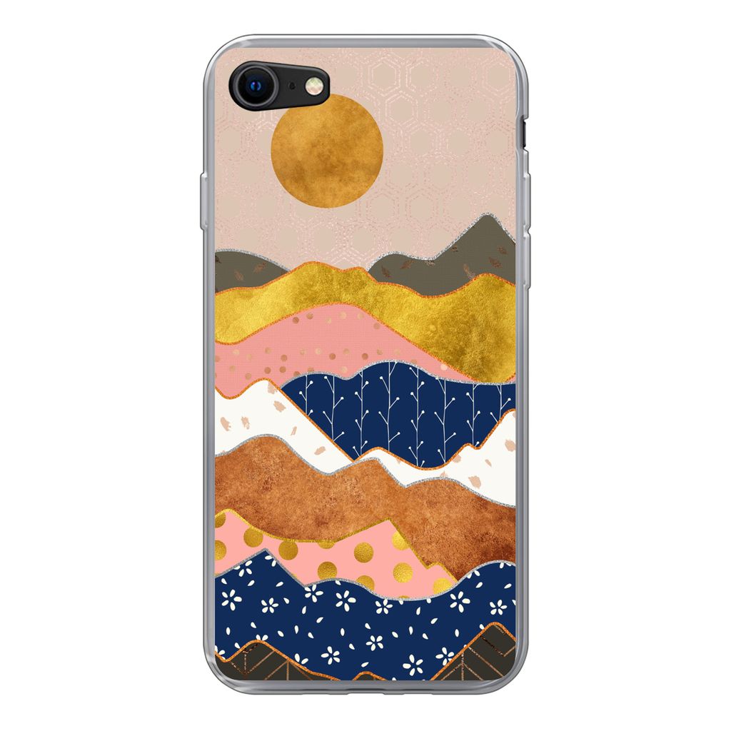 MuchoWow Handyhülle Schutzhülle Hülle für iPhone 8 Gold - Pastell - Muster Silikon Softcase Handy Hülle - Schutzhaube