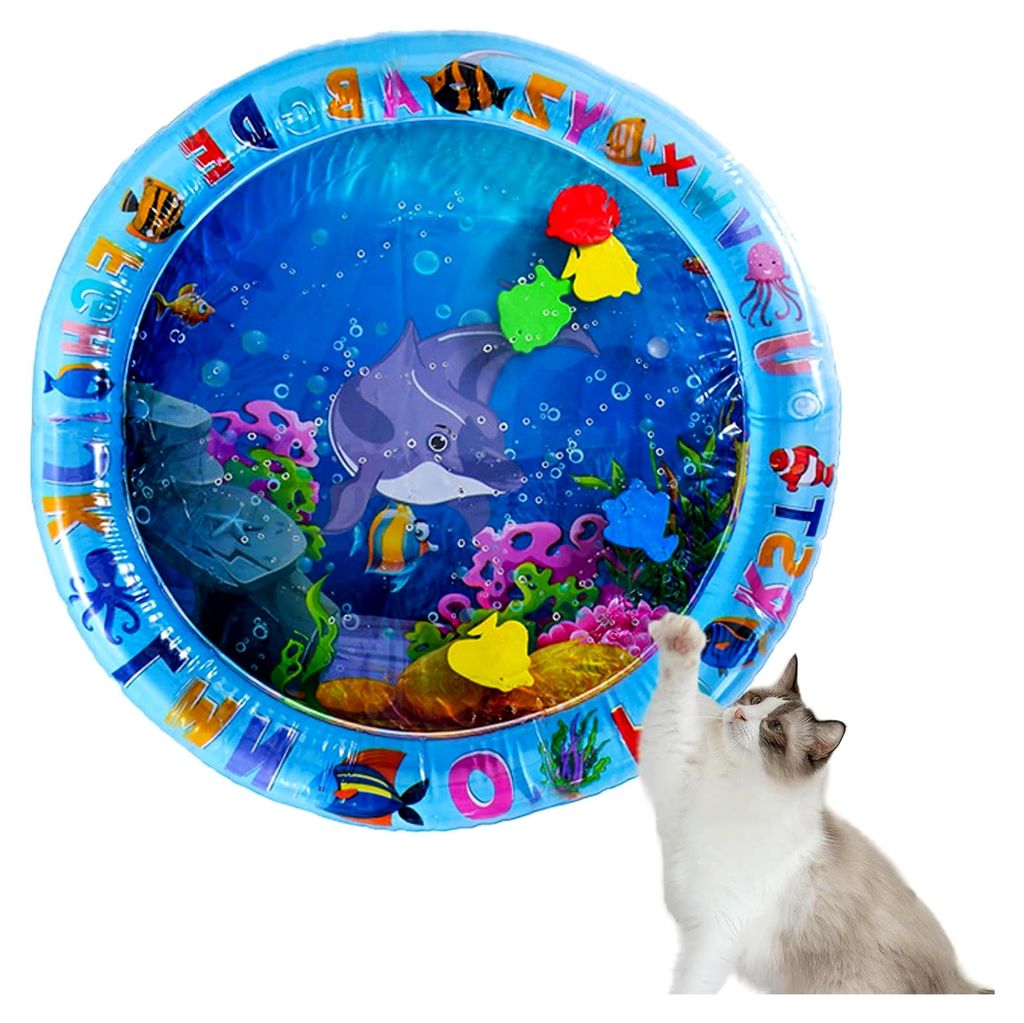 Wasserspielmatte für Katzen – Sensorische Wasser Spielmatte für Katzen und Hunde, Interaktives Spielzeug für den Sommer, Wassermatte mit Beweg...